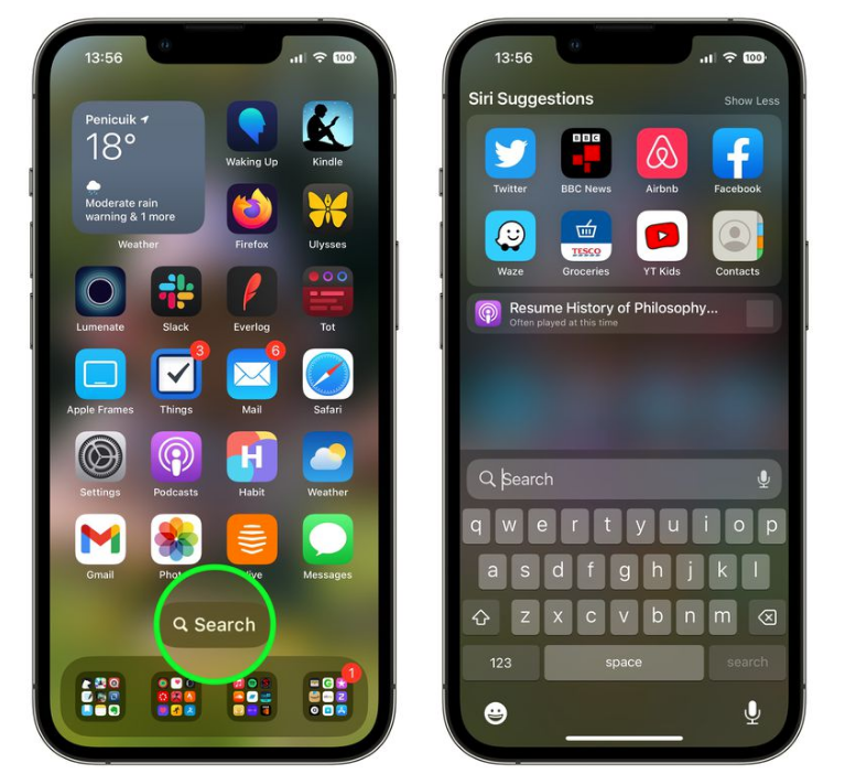 锡林浩特苹果手机维修分享升级到 iOS 16 后，如何删除主屏幕上的搜索按钮 