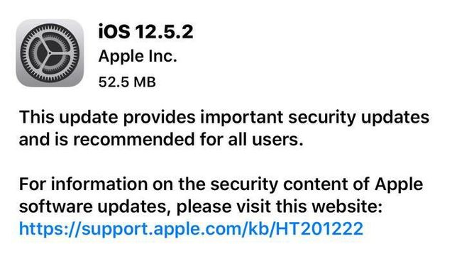 锡林浩特苹果手机维修分享iOS12.5.2发布，建议所有老苹果用户安装 